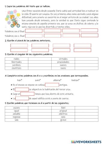 Palabras con z y d final