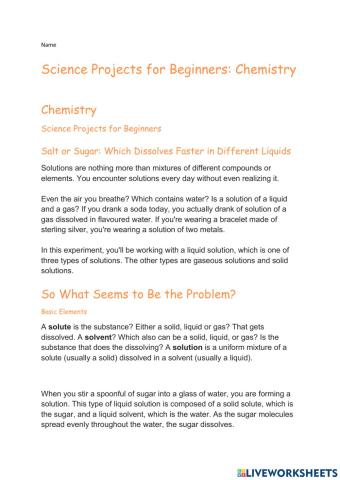 Salt or Sugar: Which Dissolves Faster in Different Liquids