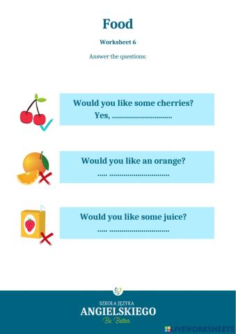 Food - Unit 7 - Worksheet 6 - BI2