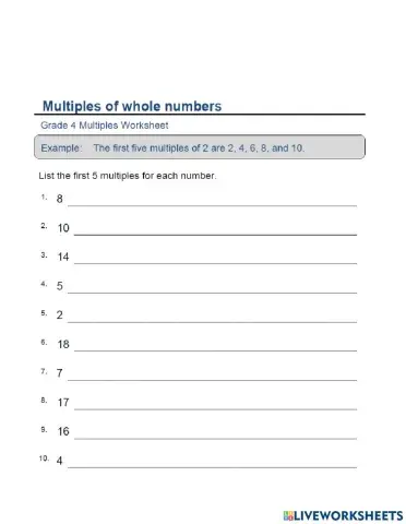 Multiples of whole numbers