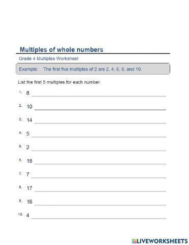 Multiples of whole numbers