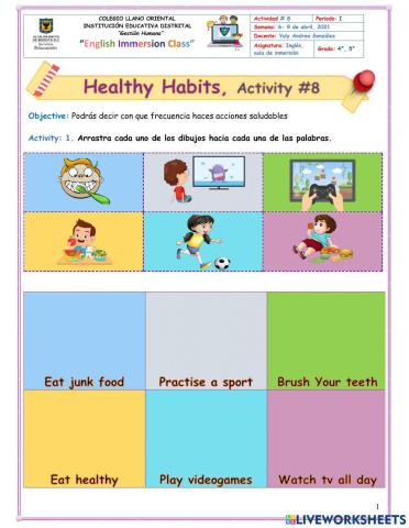 8. 4° y 5° Healthy habits, how often do you?