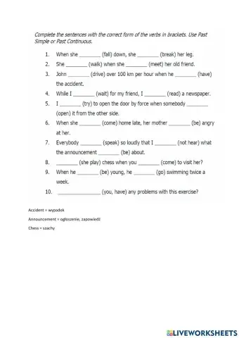 Past Simple vs Past Continuous