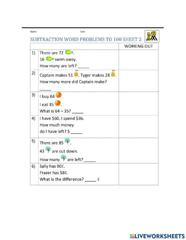 Subtraction Problem Solving