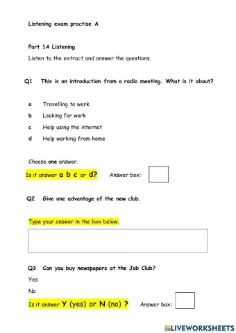 Level 1 listening practice paper A