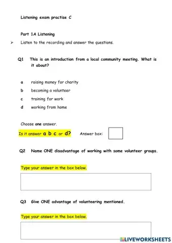 Level 1 listening practice paper C