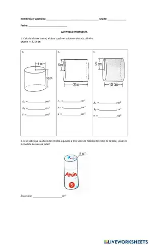Área y volumen del cilindro