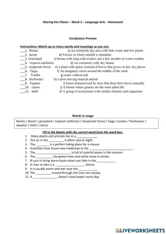 Sharing the Planet Week 2 LA HW