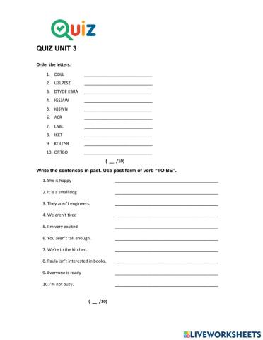 Quiz unit 3