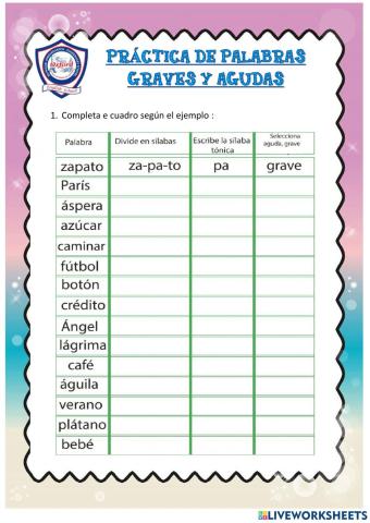 Palbras graves y agudas