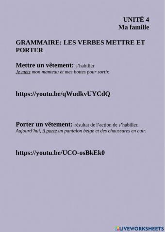 Mettre et porter