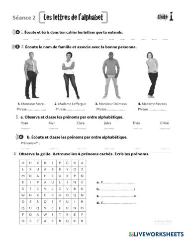 Les lettres de l'alphabet