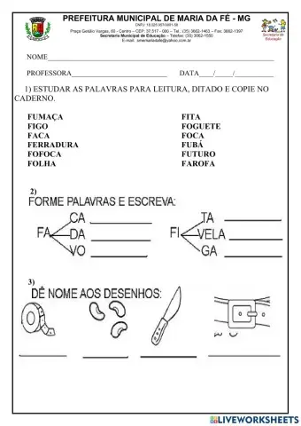 Atividade de língua portuguesa