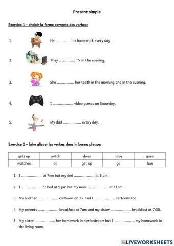 Present simple home routine