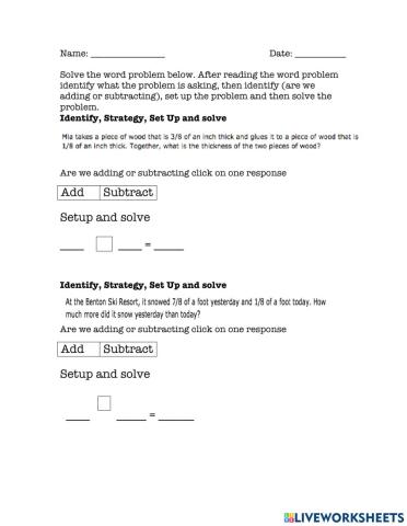 Fractions - like denominator