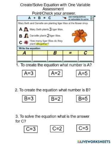 Creat-solve equation with one variable