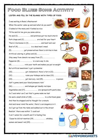 Food Blues Song Activity