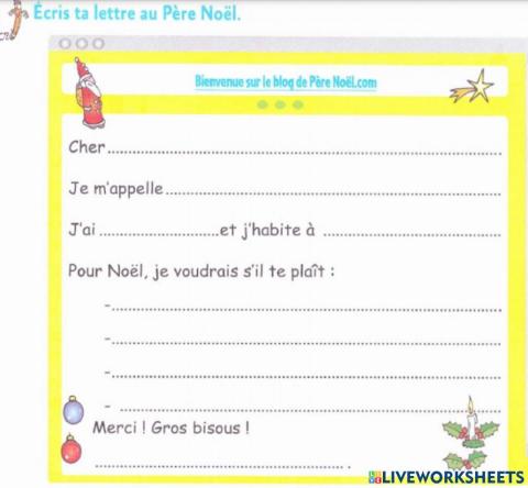 Écrire une lettre au Père  Noël