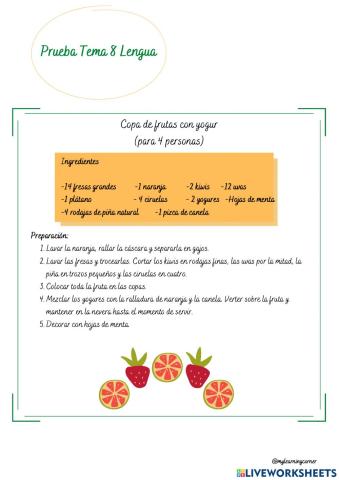 Prueba Lengua Tema 8