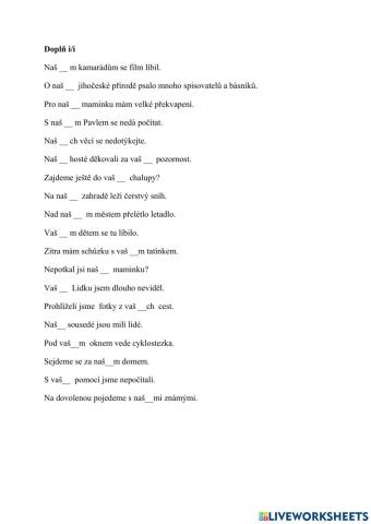 Zájmena náš, váš