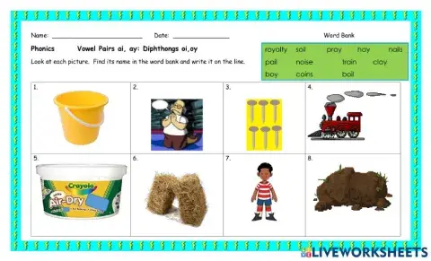 Vowel Pairs ai, ay- Diphthongs oi, oy
