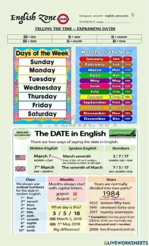 The time + Expressing Dates