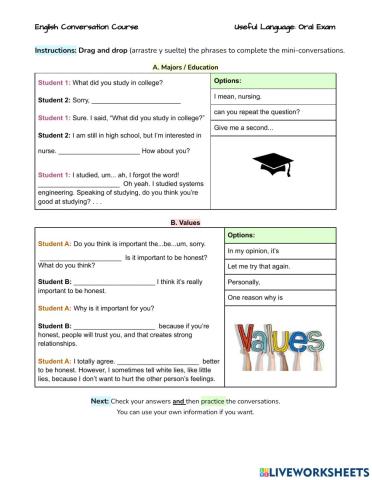 Useful Language for Oral Exams