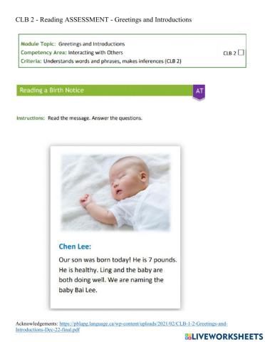 Reading - Greetings and Introductions