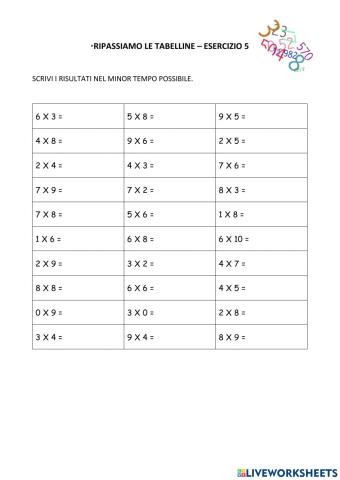 Tabelline entro il 9