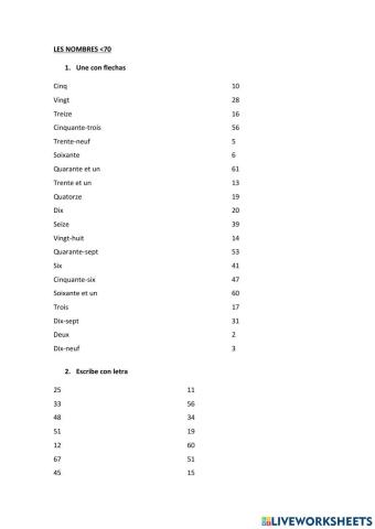 Les nombres 70