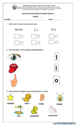 Evaluación bimestral virtual de kinder