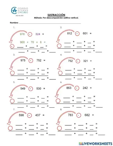 Sustracción por descomposición aditiva vertical