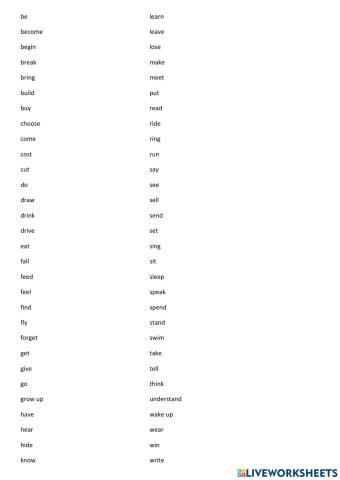 Irregular verbs (Tech 1)