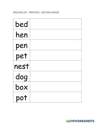 Spelling list