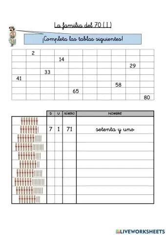 Numeración abn 1º primaria ficha 72