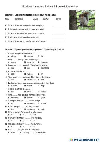 Starland 1 unit 6 sprawdzian