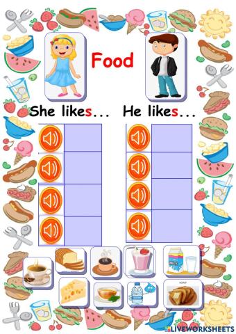 Food and drinks.She likes... He likes