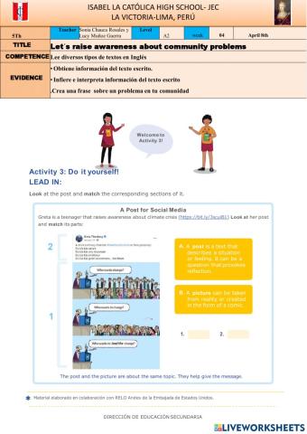 Let' s raise awareness about community problems- activity 3