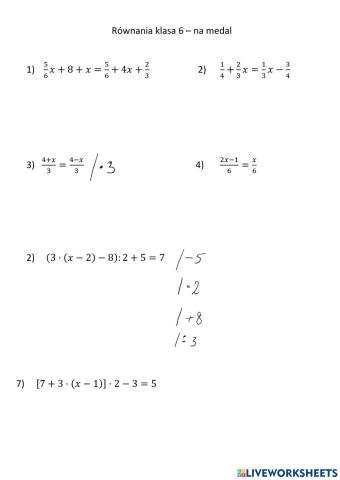 Rozwiazywanie rownan - na medal