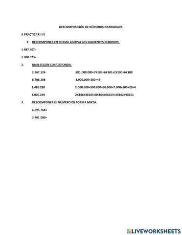 Descomposición de números naturales