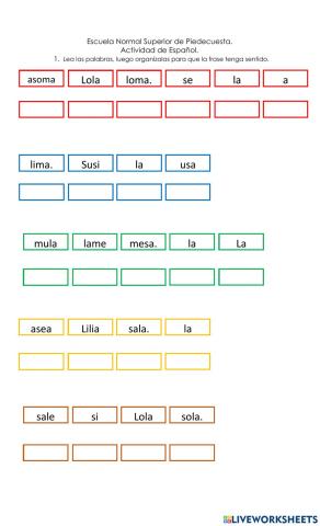 Actividad de Español