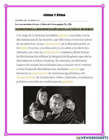 Combatimos la discriminación hacia niñas y mujeres