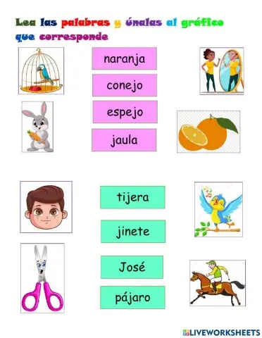 Palabras con el fonema j J