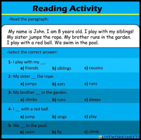 Reading Activity