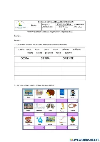 Evaluación 3er Parcial 6to