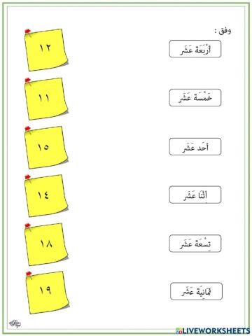 Nombor 11-19 Bahasa Arab