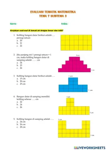 Evaluasi Tema 7 Subtema 3: Matematika Kelas 3