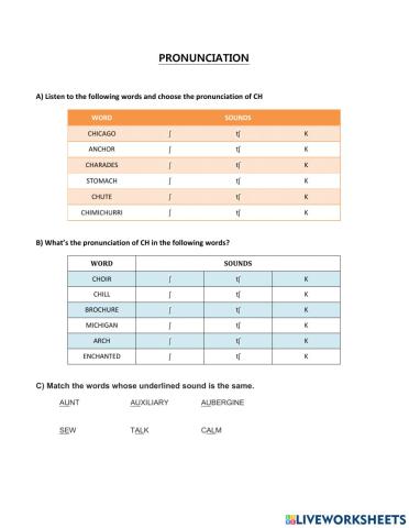 Pronunciation exercise