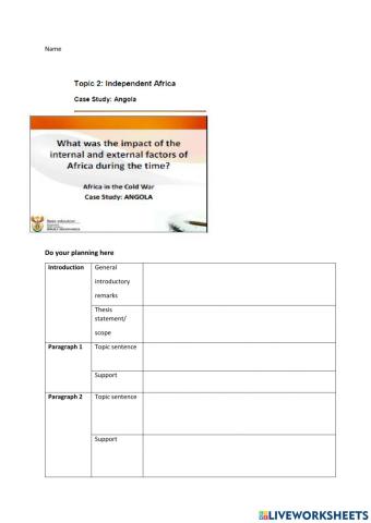 Topic 2 Independent Africa cold war Angola