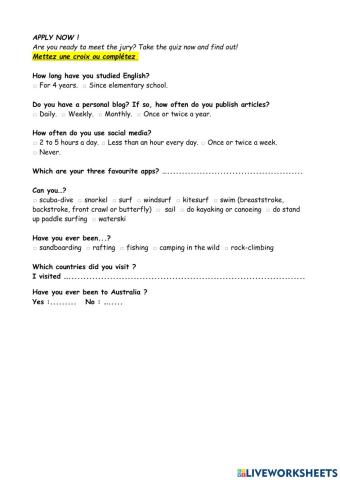 Best job in the world : final casting